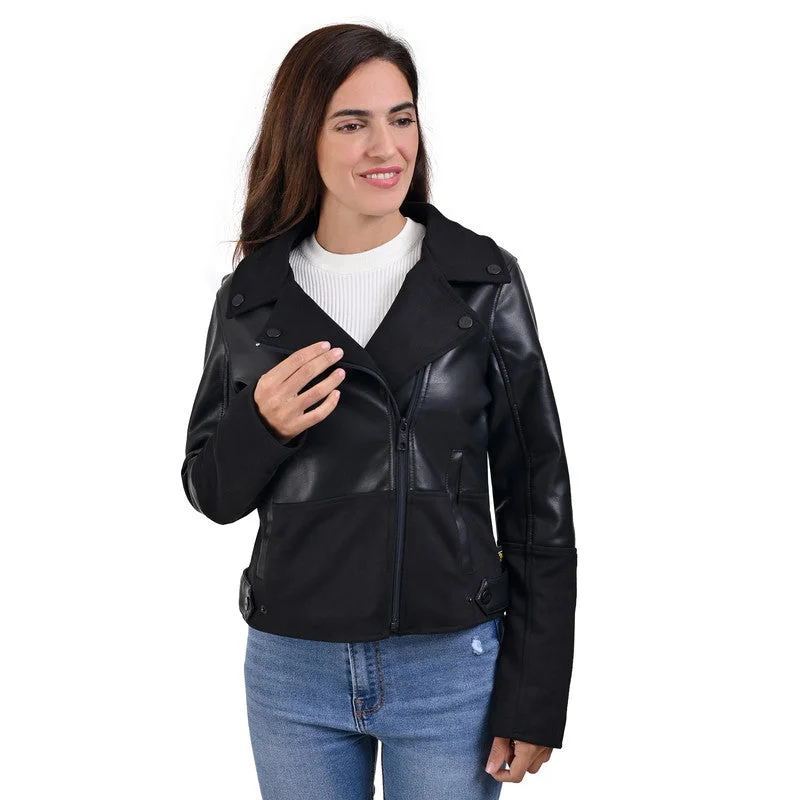 stylish houndstooth coat for women -LEE Women's Biker Jacket