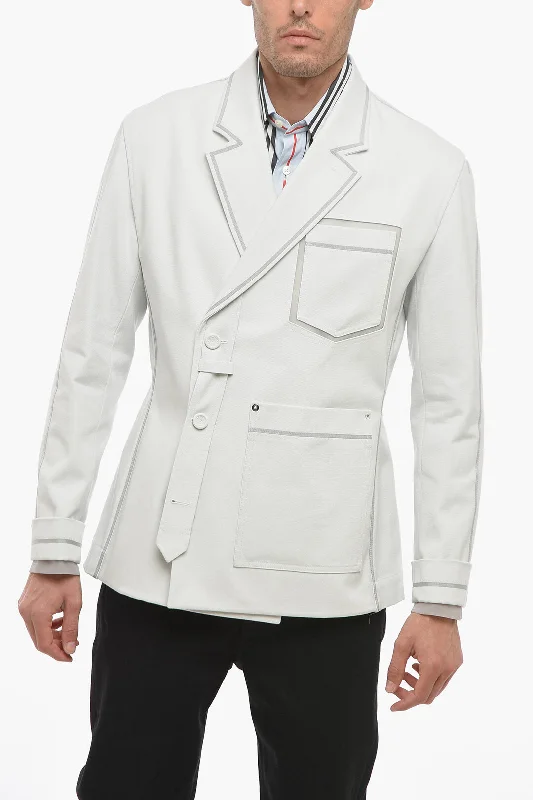 oversized women's coat -Dior Double-Breasted Cotton Blazer With Contrasting Details