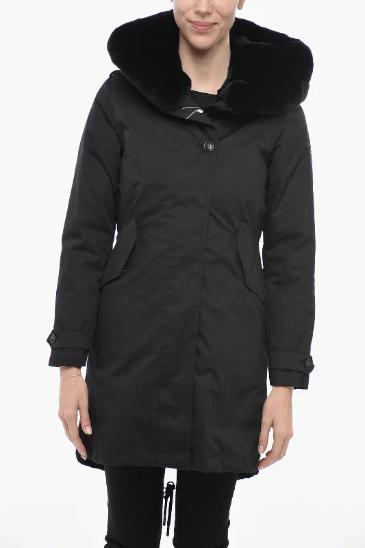 double-layered long coat for women -Woolrich Padded LITERARY REX Parka with Fur