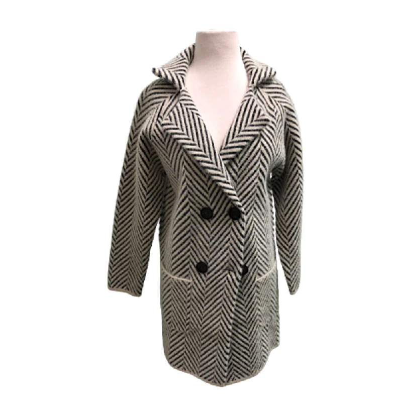 cropped wool blazer for women -Passioni Ecru Jacket Double Buttons and Pockets