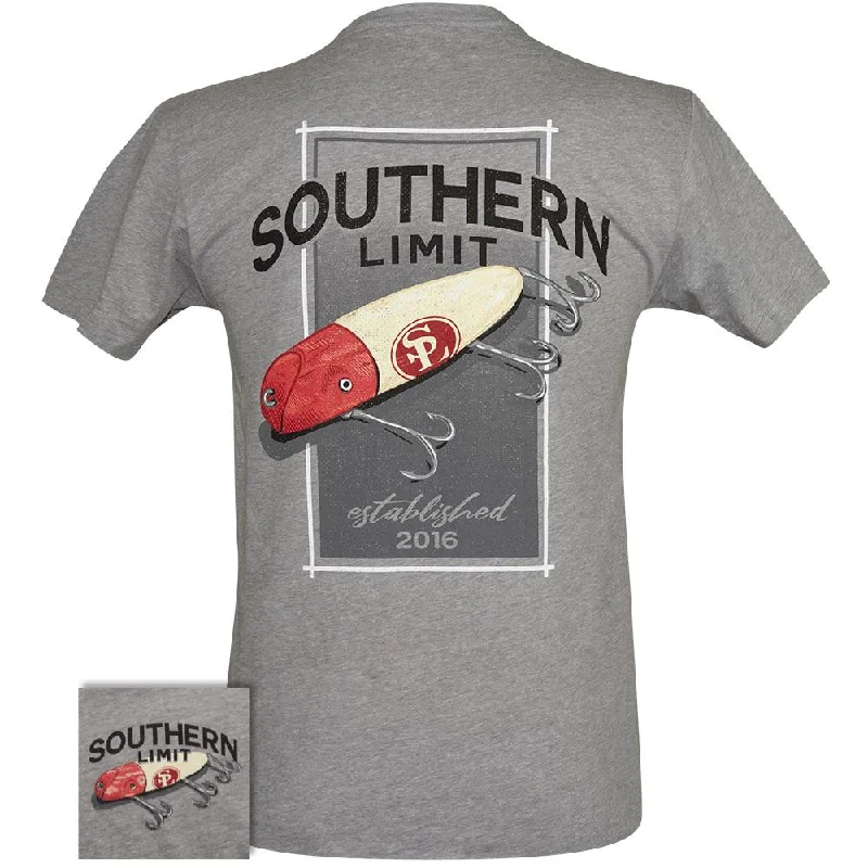 trendy crop top for women -Southern Limit Fishing Bait Heather Grey SS-78