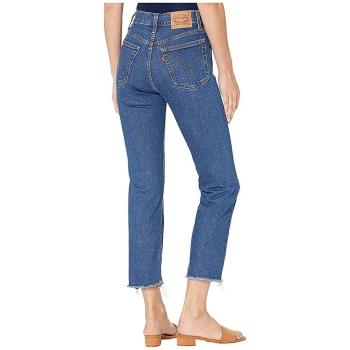 women's eco-friendly denim jeans -Levi's Women's Distressed Cropped Jeans - Pacific Stonewash Size 25