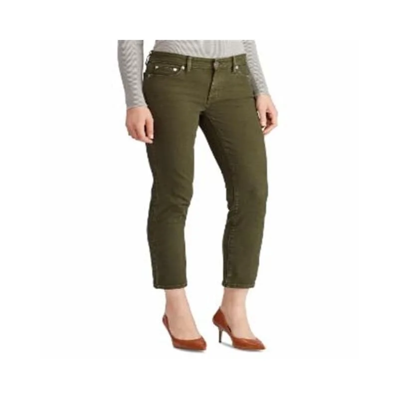 comfortable stretch bootcut jeans -Ralph Lauren Women's Premier Straight Ankle Jeans Green Size 4