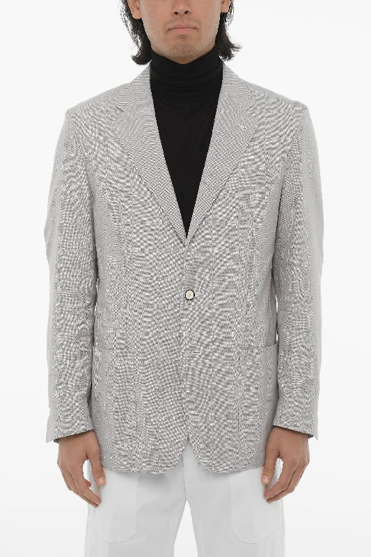 soft touch sherpa coat for women -Corneliani Id Unlined Wool Blend Blazer With Patch Pockets