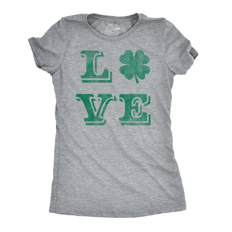 ladies' pastel-colored top -LOVE Lucky Clover Women's T Shirt