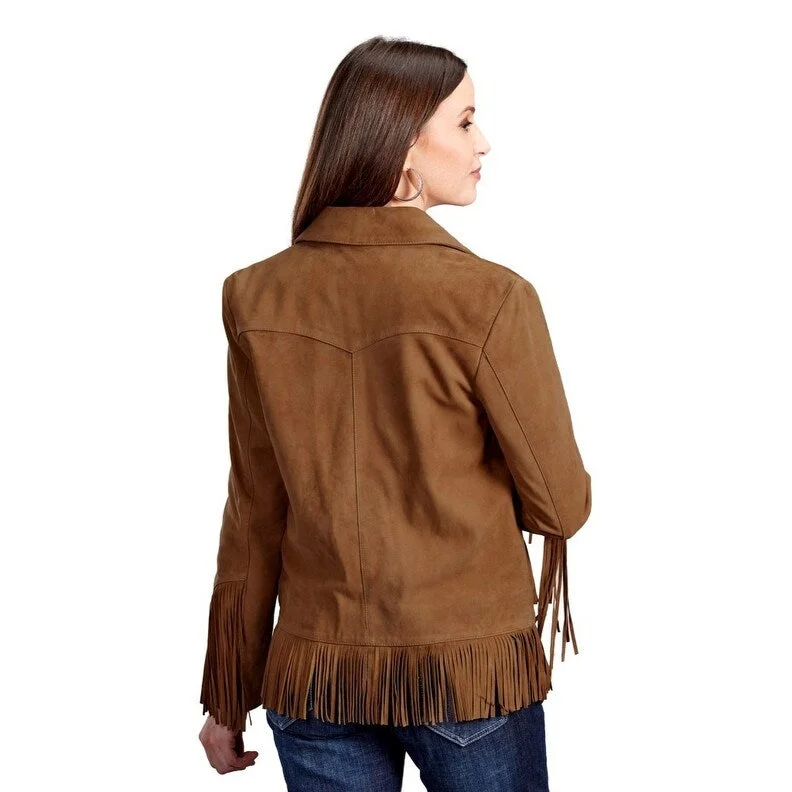 ladies' cashmere overcoat -Stetson Western Jacket Womens Fringe Suede Ginger 11-098-0539-0080 BR