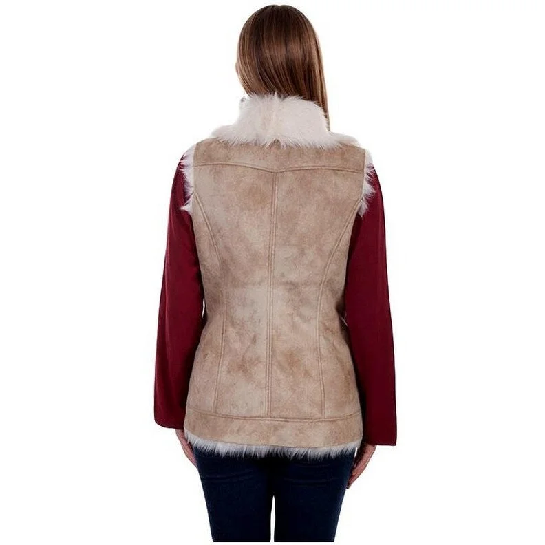 casual coats for women -Scully Western Vest Womens Faux Shearling Zip Lightweight F0_8000