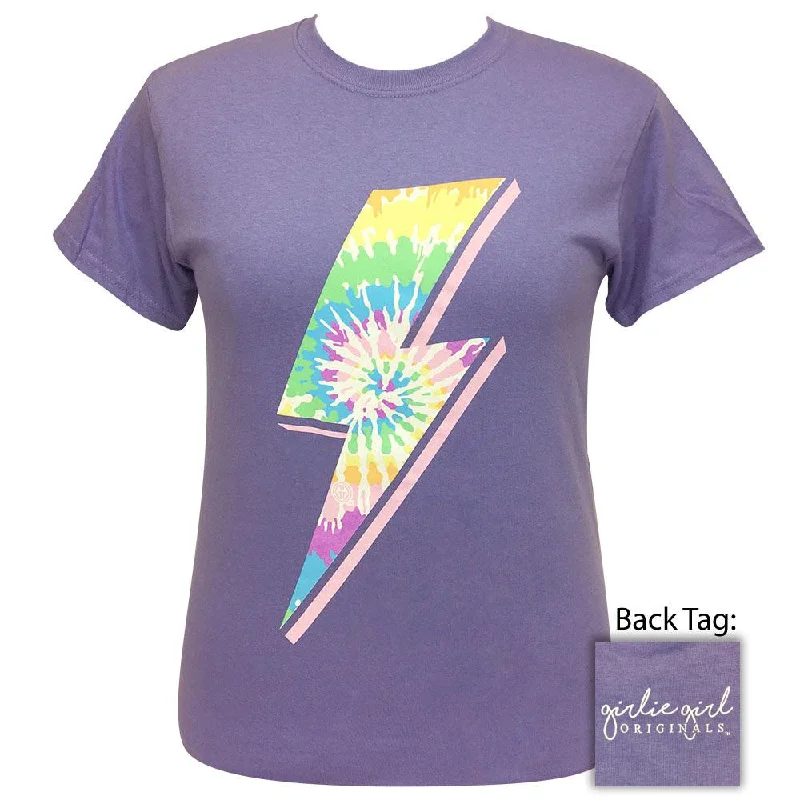 ladies' short sleeve top -Tie Dye Bolt-Violet SS-2316