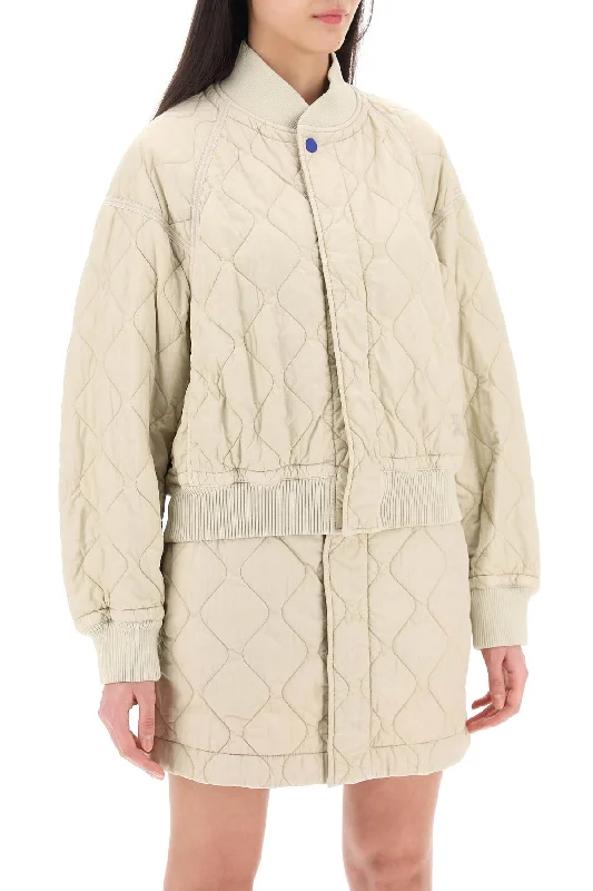 zip-up casual anorak jacket for women -Burberry Quilted Bomber Jacket