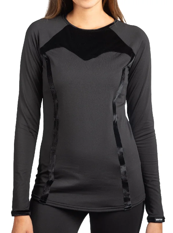 ladies' loose-fit batwing top -Fierce Velvet HEATR® Crew Neck