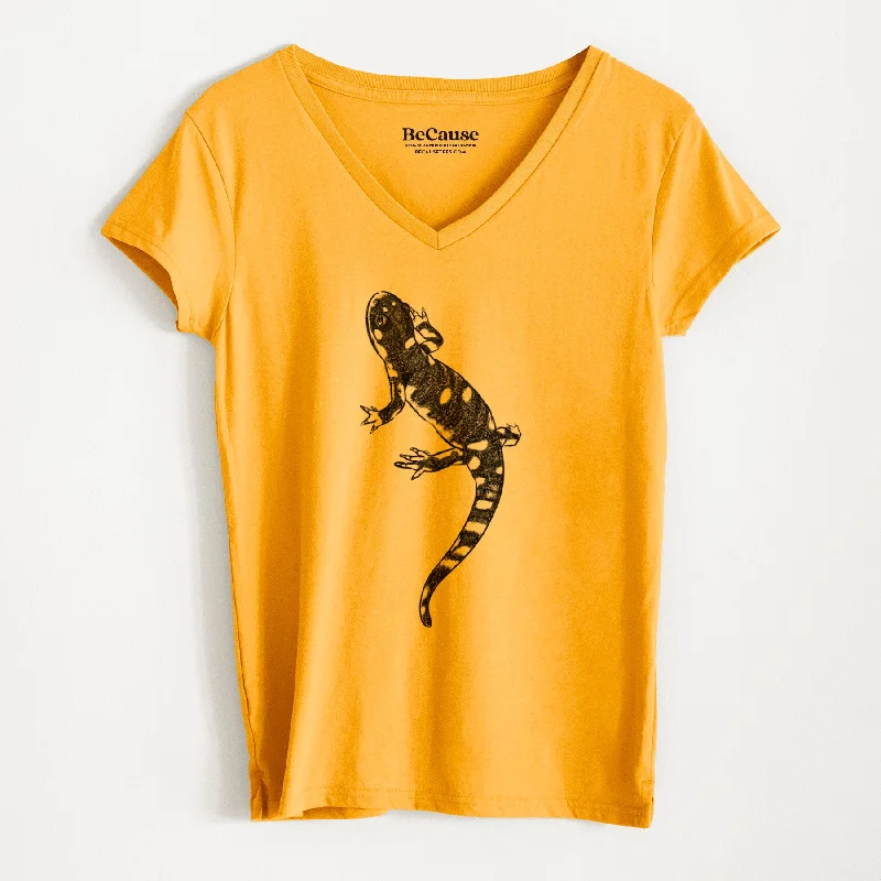 women's striped long sleeve shirt -California Tiger Salamander - Ambystoma californiense - Women's 100% Recycled V-neck