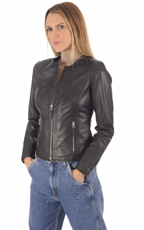 cozy teddy coat for ladies -Abigail Women's Jacket Real Leather #1007