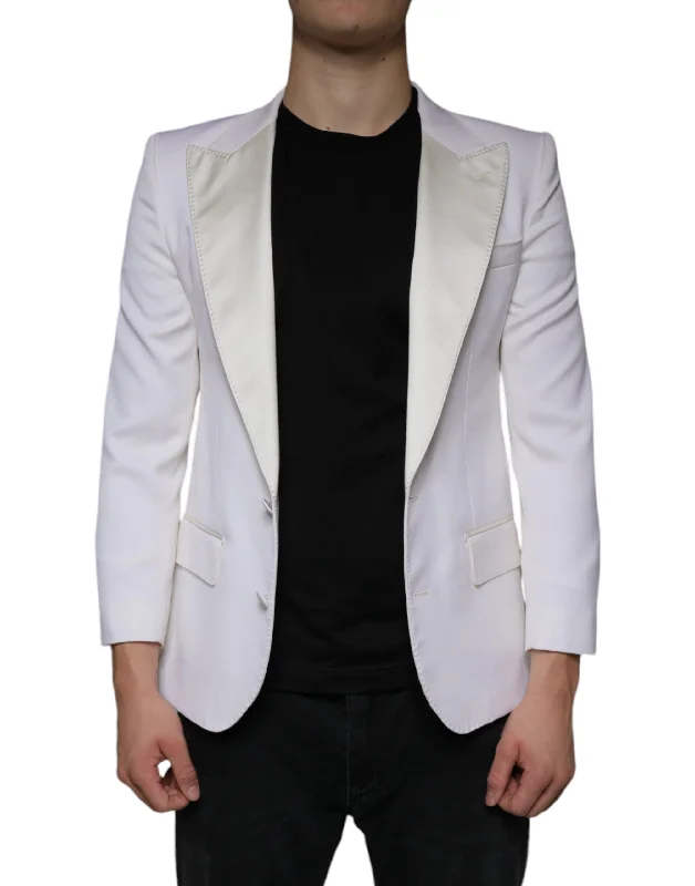 women's mid-length wool coat -Dolce & Gabbana ivory Wool Single Breasted Dress Men's Blazer