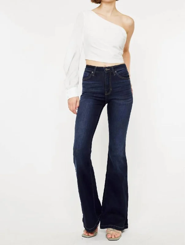 women's skinny ankle-length jeans -High Rise Super Flare Dark Jeans In Dark Wash