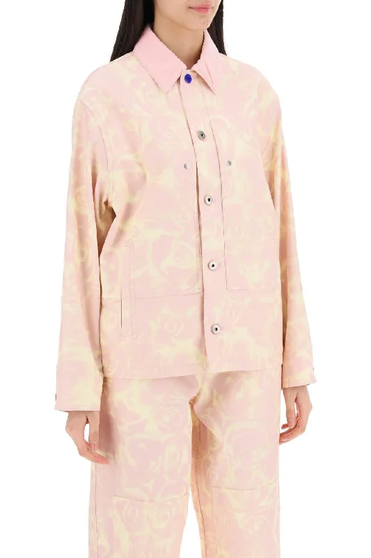 stylish fleece-lined coat for women -Burberry "canvas Workwear Jacket With Rose Print