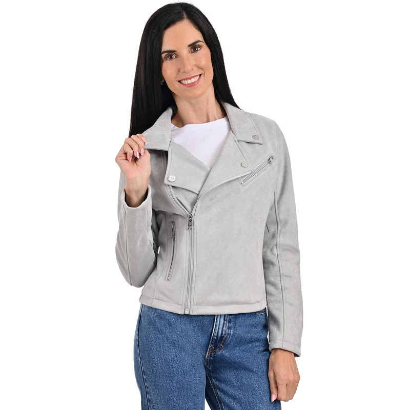 sleek satin bomber jacket for women -LEE Women's Soft Touch Biker Jacket