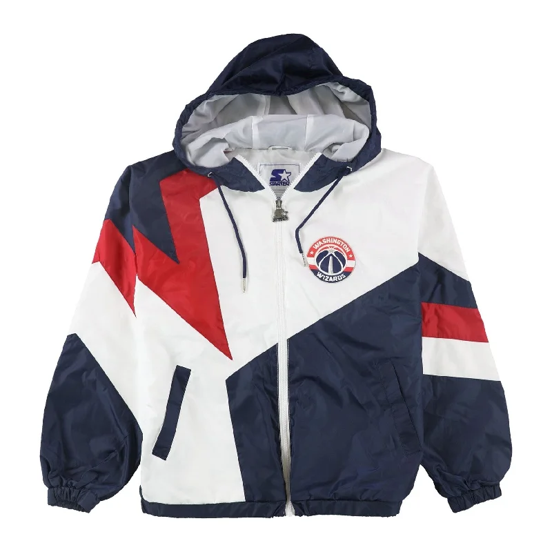 casual zip-up hoodie jacket for women -STARTER Womens Washington Wizards Windbreaker Jacket, Multicoloured, Medium