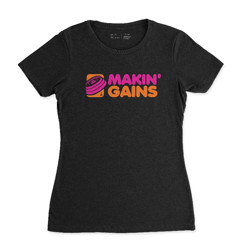 soft waffle-knit top for ladies -Makin' Gains Women's T-Shirt