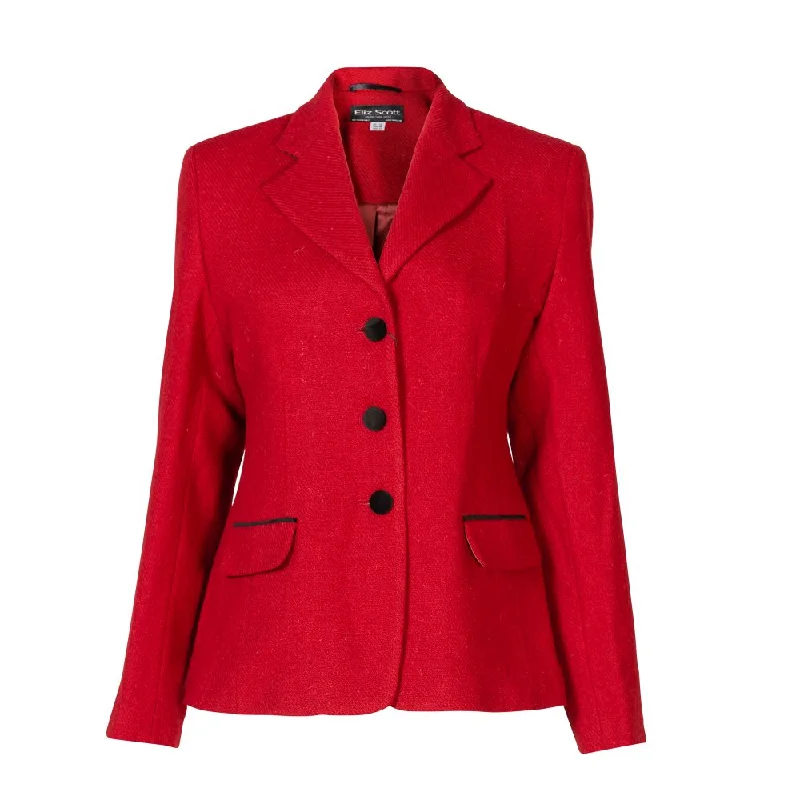 winter-ready faux shearling jacket for women -Women's Harris Tweed Jacket - Melanie - Red Twill