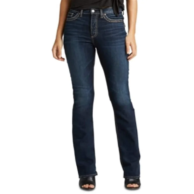 women's wide-leg high-rise jeans -Silver Jeans Co. Women's Slim Boot Jeans Blue Size 27 x 31 - 27x31