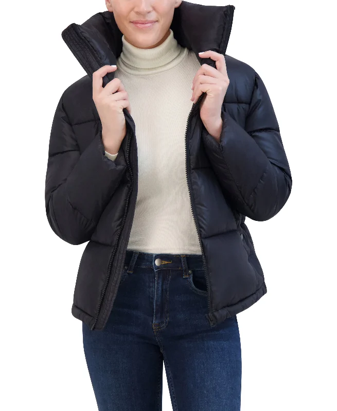 cozy teddy coat for ladies -Hudson Jeans Women's Tall Collar Puffer Jacket