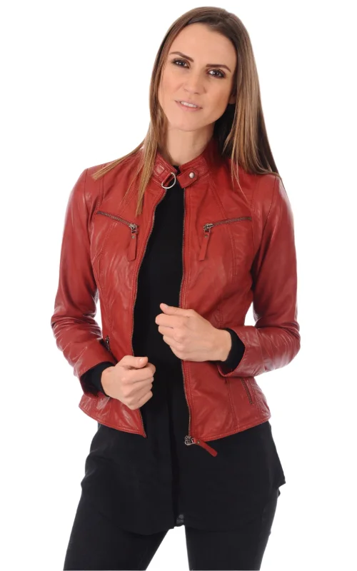 ladies' designer overcoat -Aaliyah Women's Jacket Real Leather #1045