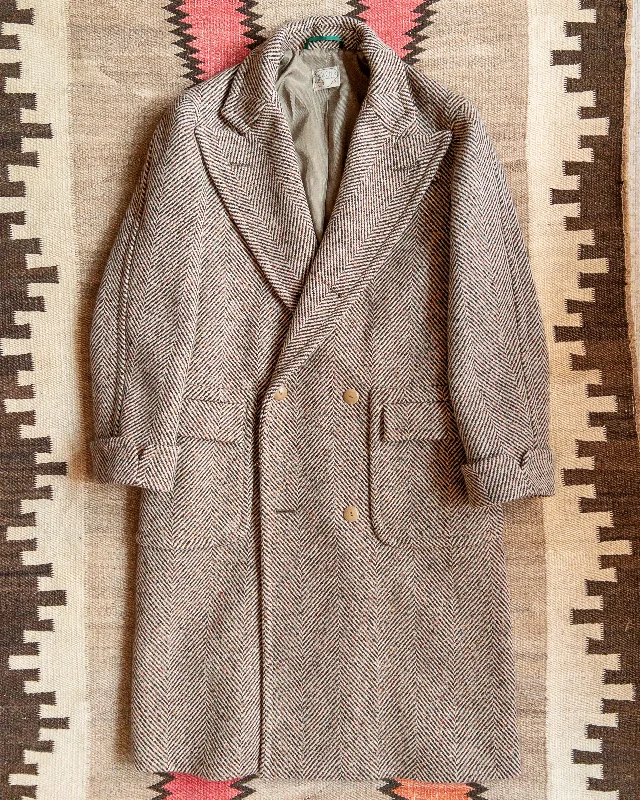 sustainable eco-friendly coat for women -Polo Coat - Brown/Cream Herringbone