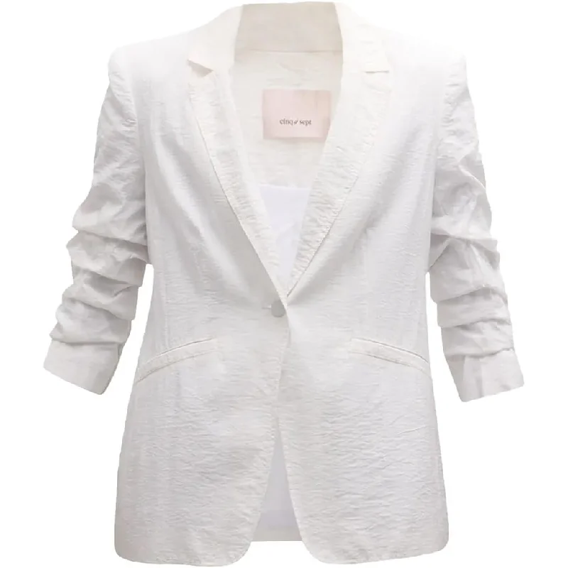 cropped wool blazer for women -Cinq a Sept Women's Khloe Tumbled Woven Blazer White