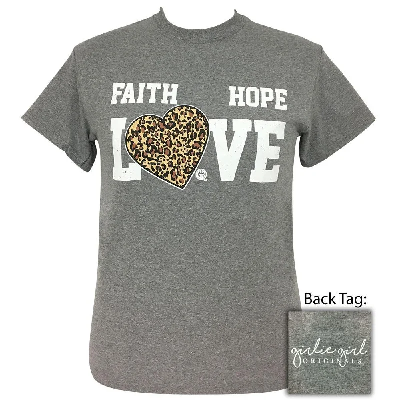 ultra-soft stretch top for women -Leopard Heart-Graphite Heather SS-2033