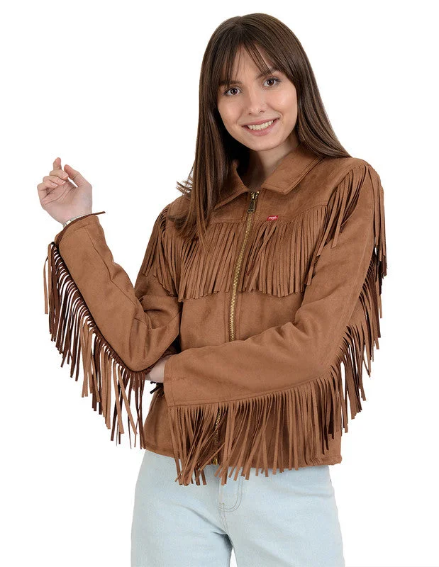 ladies' longline puffer coat -Wrangler Women's Western Fringed Jacket