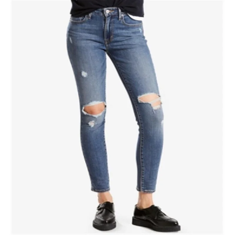 ladies' trendy raw hem jeans -Levi's Women's 721 High Rise Skinny Jeans Blue Size 31