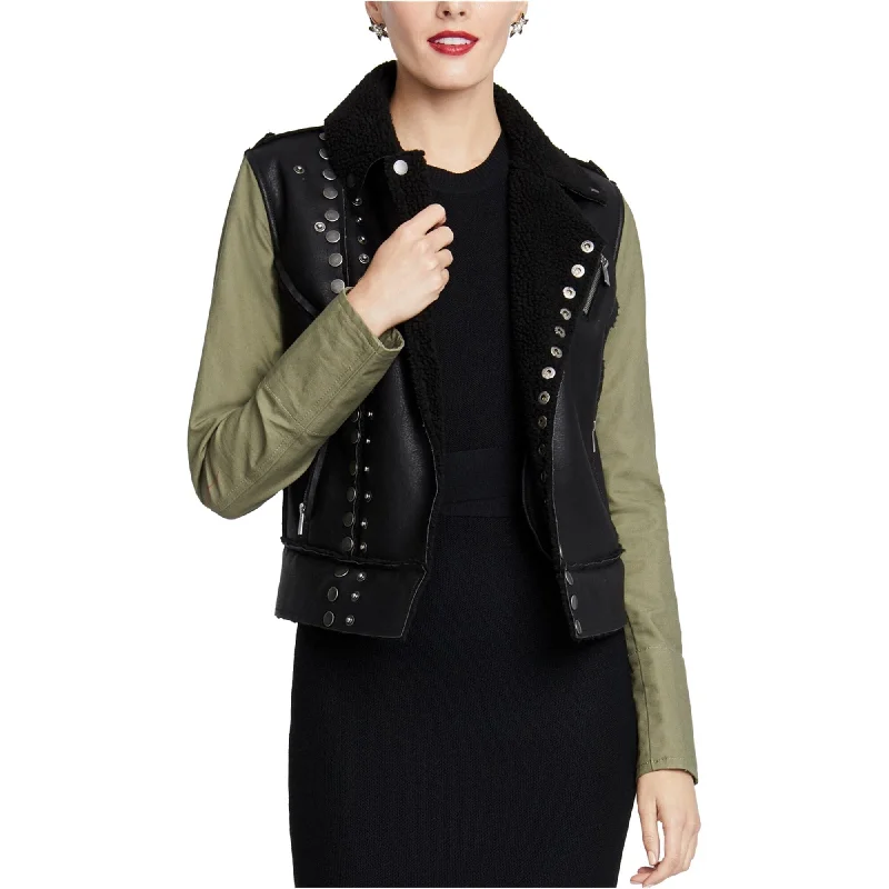 structured blazer jacket for women -Rachel Roy Womens Faux-Fur Motorcycle Jacket, Black, Large