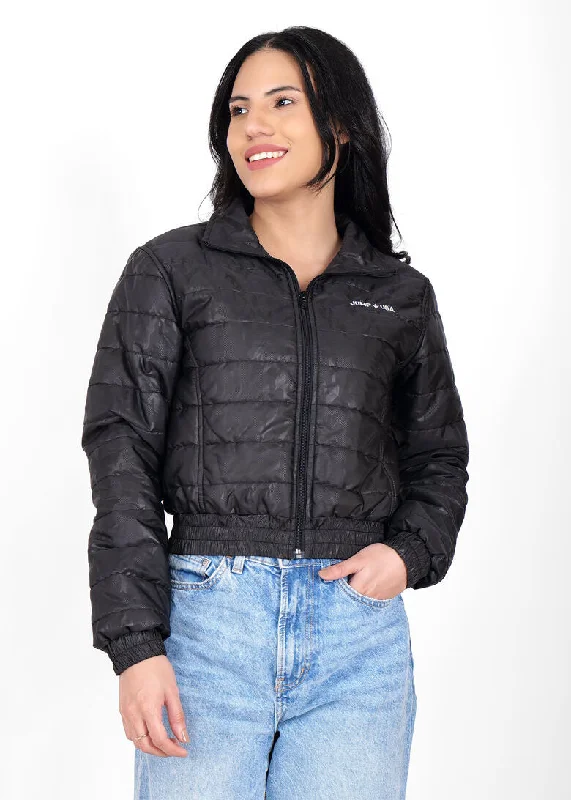 lightweight packable jacket for women -JUMP USA Women Frost Defense Black Quilted Jacket