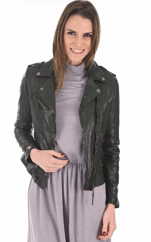 women's sherpa-lined jacket -Melanie Women's Jacket Real Leather #1085