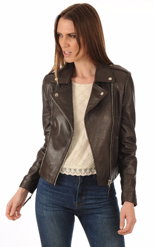 sophisticated evening coat for women -Mariah Women's Jacket Real Leather #1134