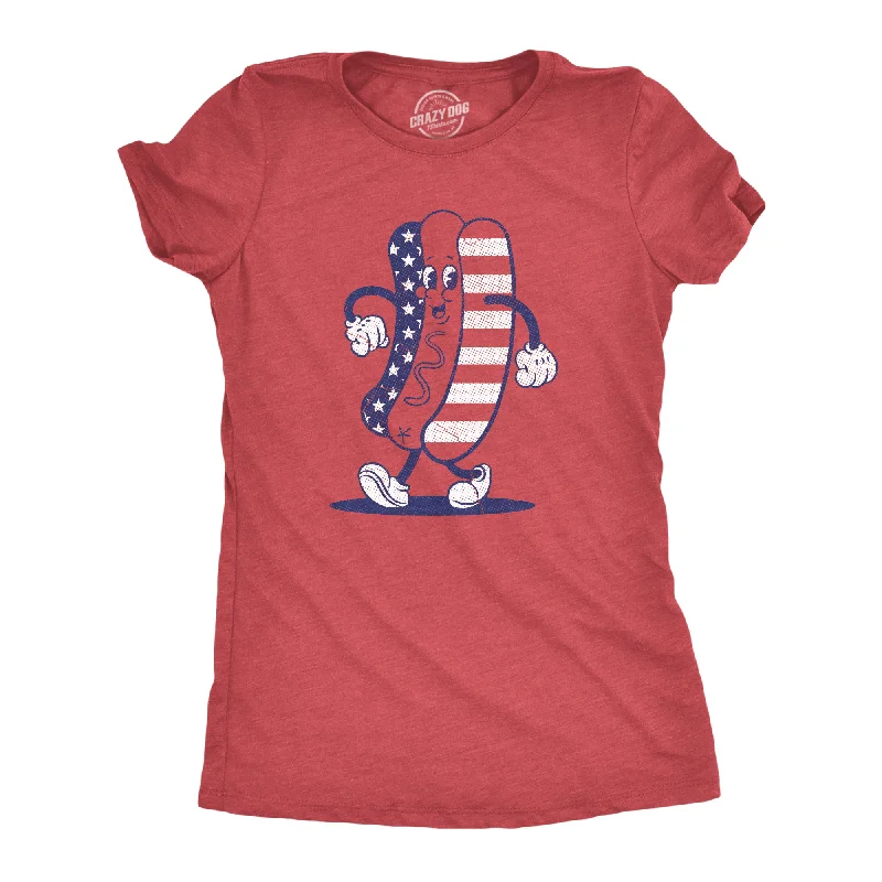 stylish animal print top for women -Fourth Of July Hotdog Women's T Shirt