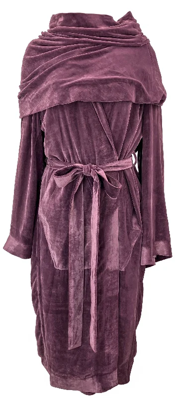 ladies' soft knit cardigan coat -Rick Owens Dagger Velvet-Finish Robe in Amethyst