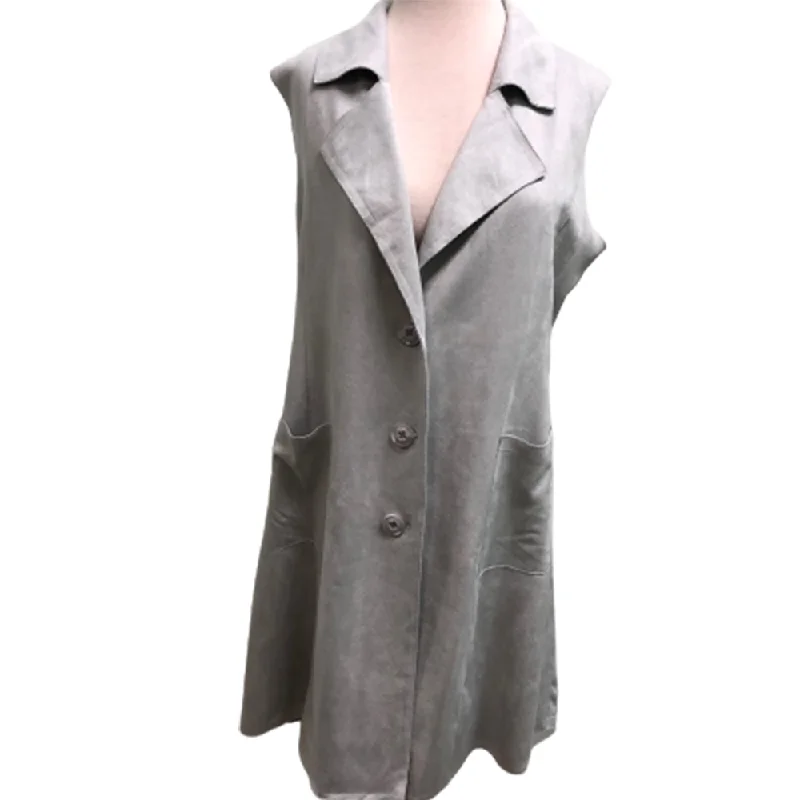 lightweight quilted jacket for women -Jayley Long Vest Light Grey