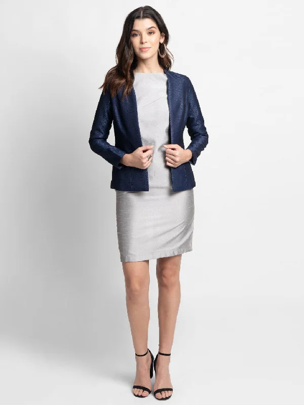 women's slim fit blazer -Swiss Dot Evening Jacket  - Blue