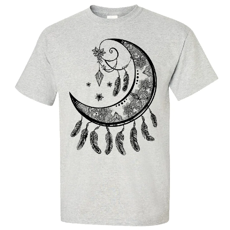 classic collared shirt for ladies -Crescent Moon Dreamcatcher Black Asst Colors T-shirt/tee