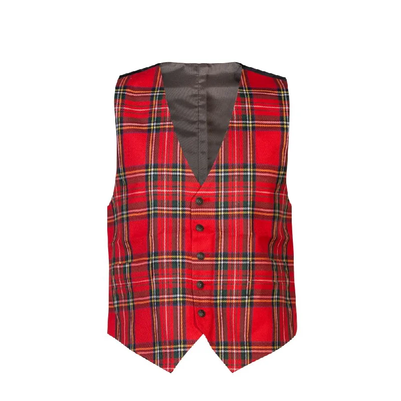 classic women's wool coat -Gents Polyviscose Tartan Waistcoat - Royal Stewart