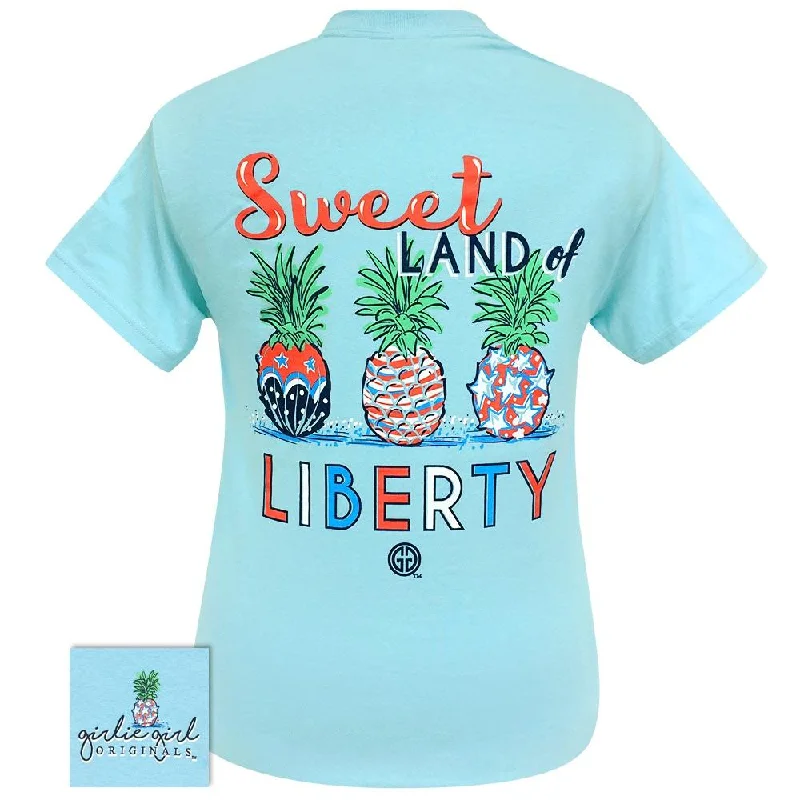 women's breathable linen tunic -Liberty Pineapple-Sky Blue SS-2220