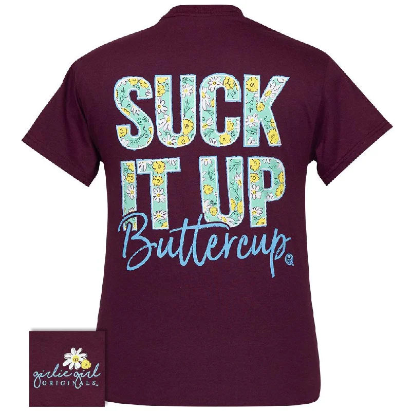 cozy ribbed sweater top for ladies -Suck It Up Buttercup Maroon SS-2192