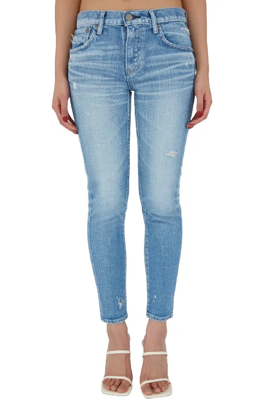 comfortable high-waisted jeans for women -Lenox Skinny Jeans In Ltblu