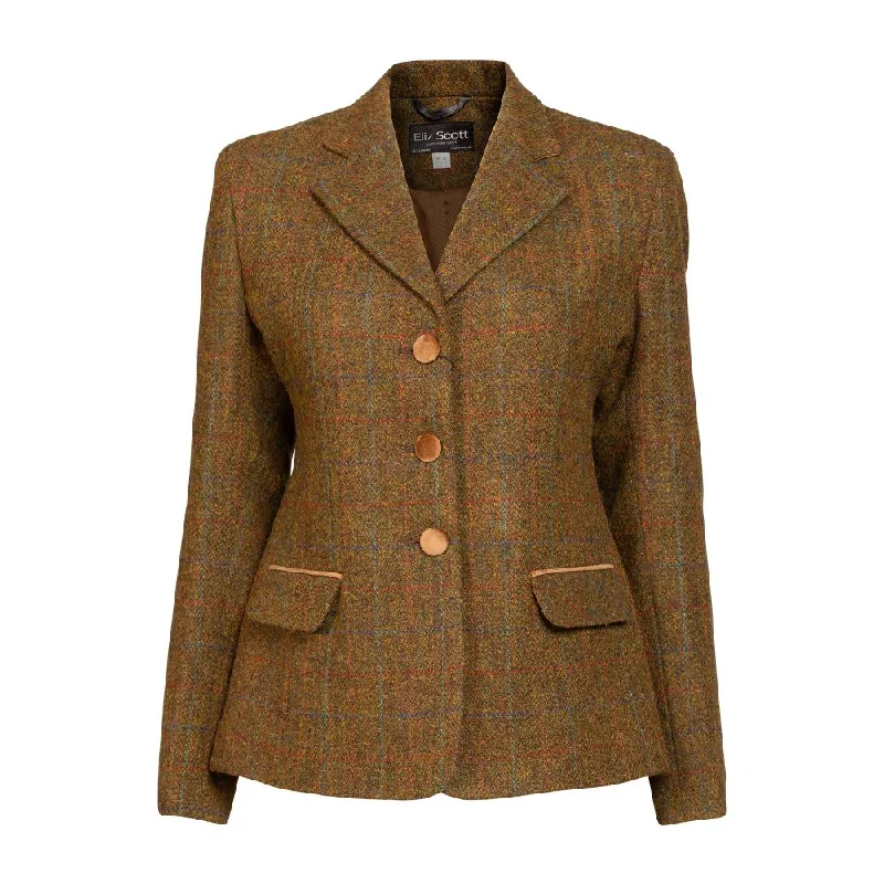 waterproof windproof raincoat for women -Women's Harris Tweed Jacket - Melanie - Brown Check