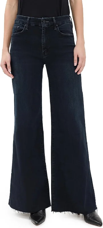 ladies' cropped flare jeans -Mother Women's The Roller Fray Jeans, Night in Venice