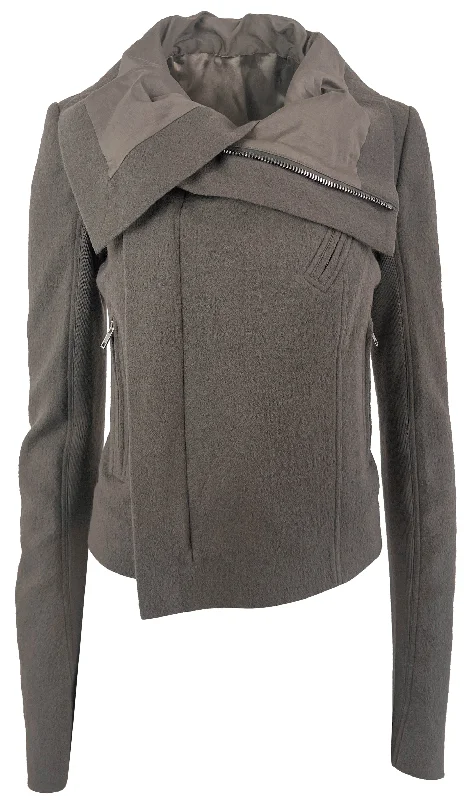 casual oversized shacket for women -Rick Owens Classic Biker Jacket in Dust