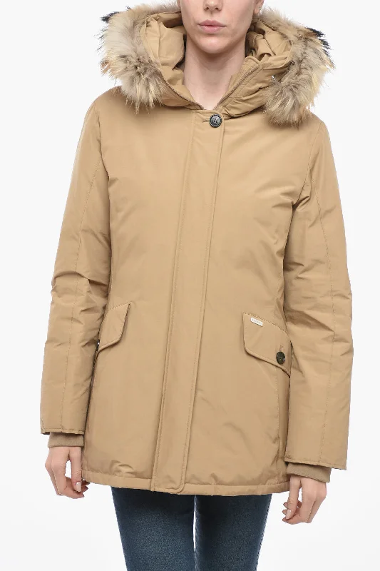 versatile trench coat for ladies -Woolrich Fur-edged GALLERY Down Jacket