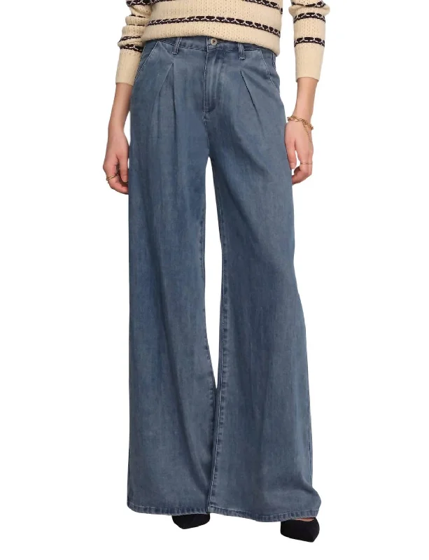 ladies' soft stretch mom jeans -Smith Pants In River