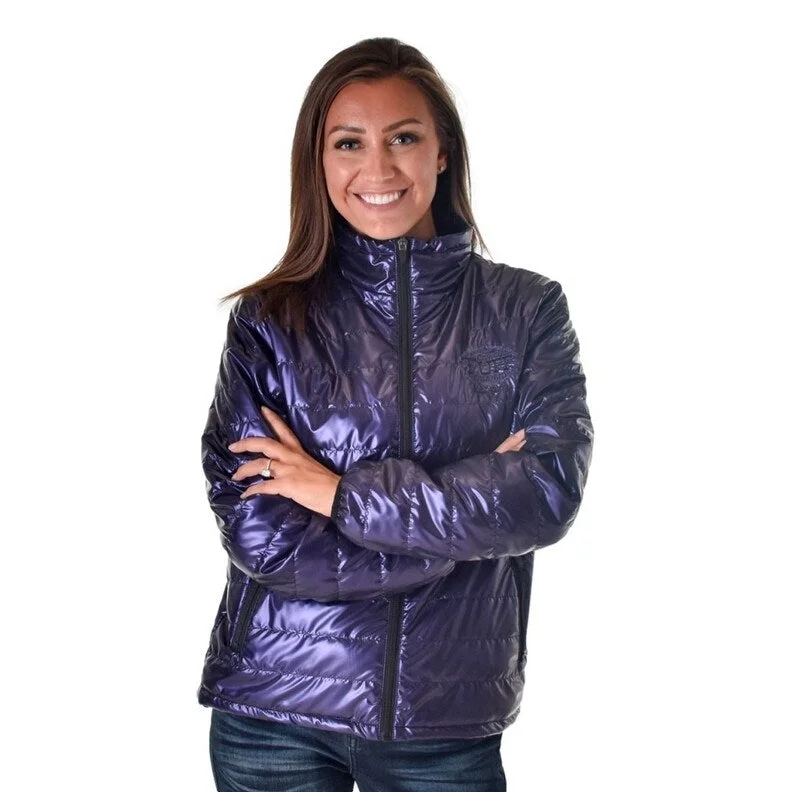 lightweight quilted jacket for women -Cowgirl Tuff Western Jacket Womens Zip Embroidered Logo Purple 100735